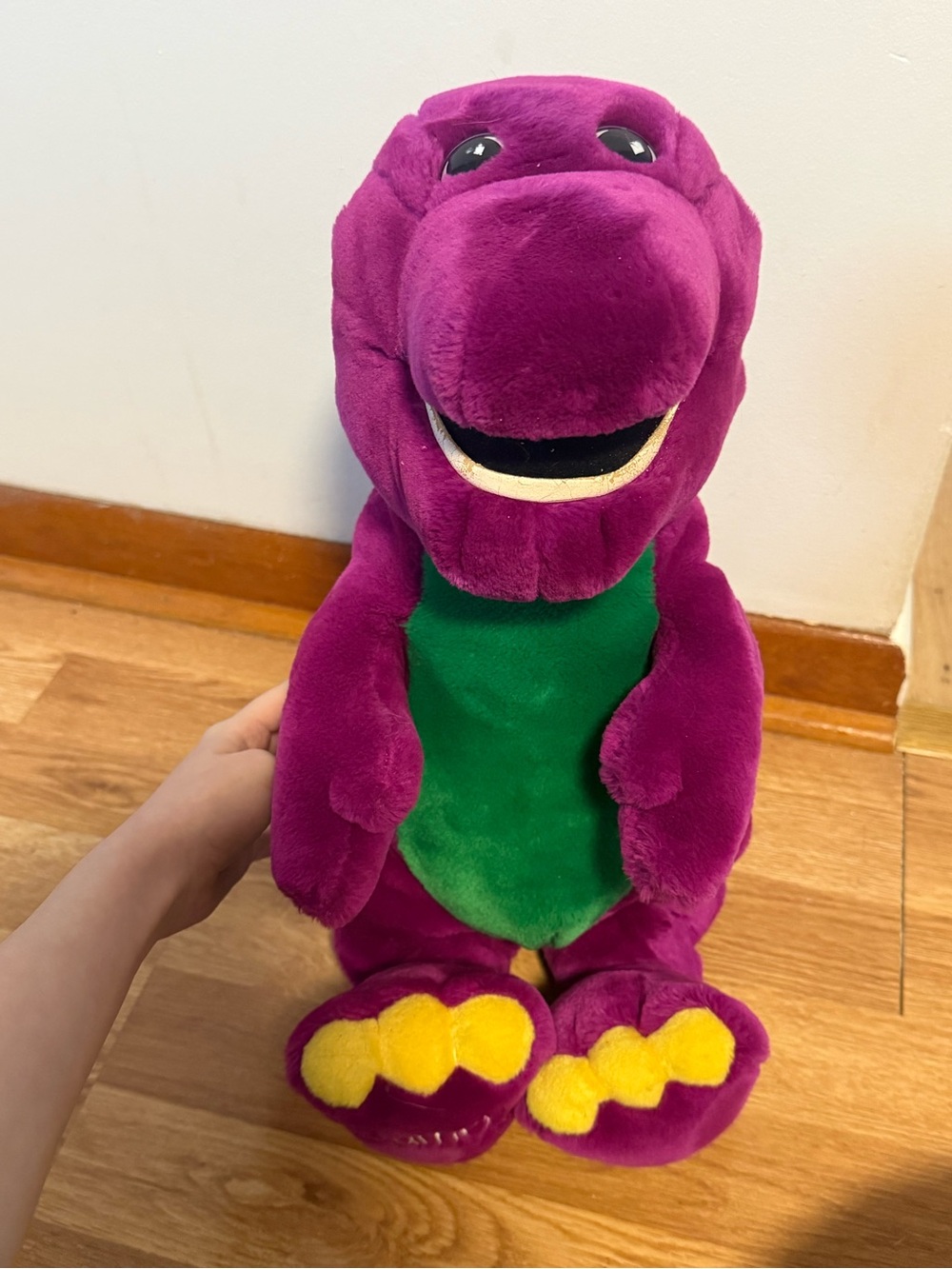 Vintage 1992 Barney Plush Golden Bear Lyons Group Purple Dinosaur Toy PBS Era